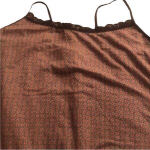 Ann Taylor Loft size  XL brown geometrical print adjustable camisole lace trim